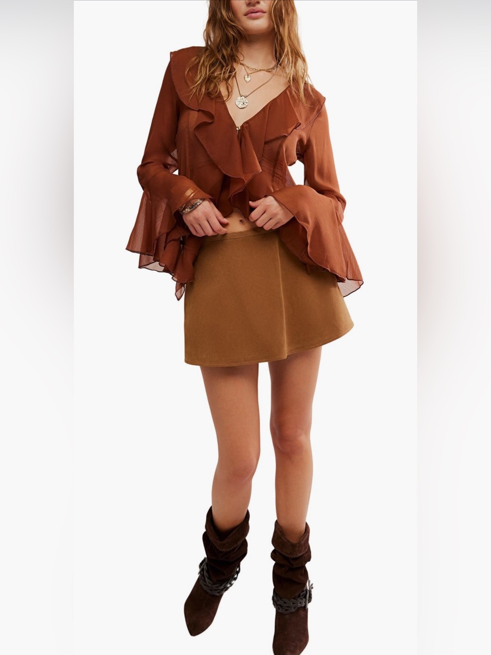 Free People Paradise Found Faux Suede Skort
